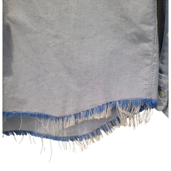 NWT Ralph Lauren Blue Classic Oxford Button-Down Shirt w/ Fringe Raw Hem Men's L - Picture 4 of 9